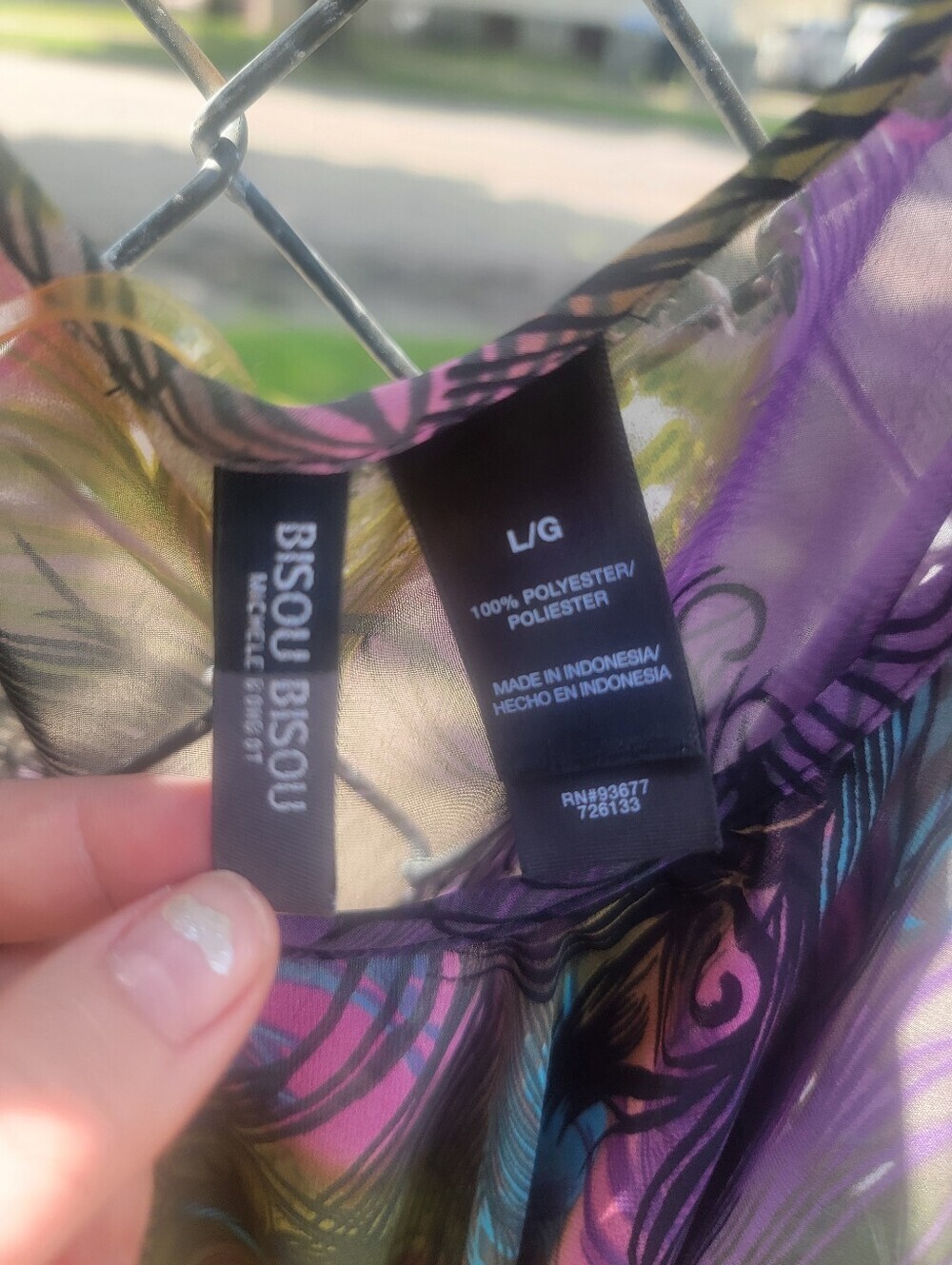 Bisou Bisou Sheer Ruffle Blouse Multicolor Y2K Boho Size L - Picture 2 of 7